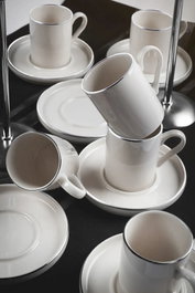 Hermia Juego de Tazas de Café Blanco y Plata de 12 Piezas